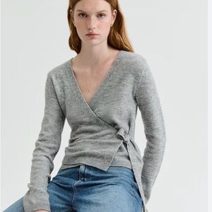 HYFVE Light Gray Wrap V-Neck Sweater